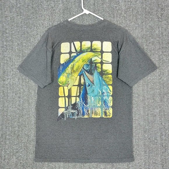 Guy Harvey T-Shirt Mens M Gray Swordfish Blue Marlin AFTCO Short Sleeve Crewneck - Picture 1 of 9
